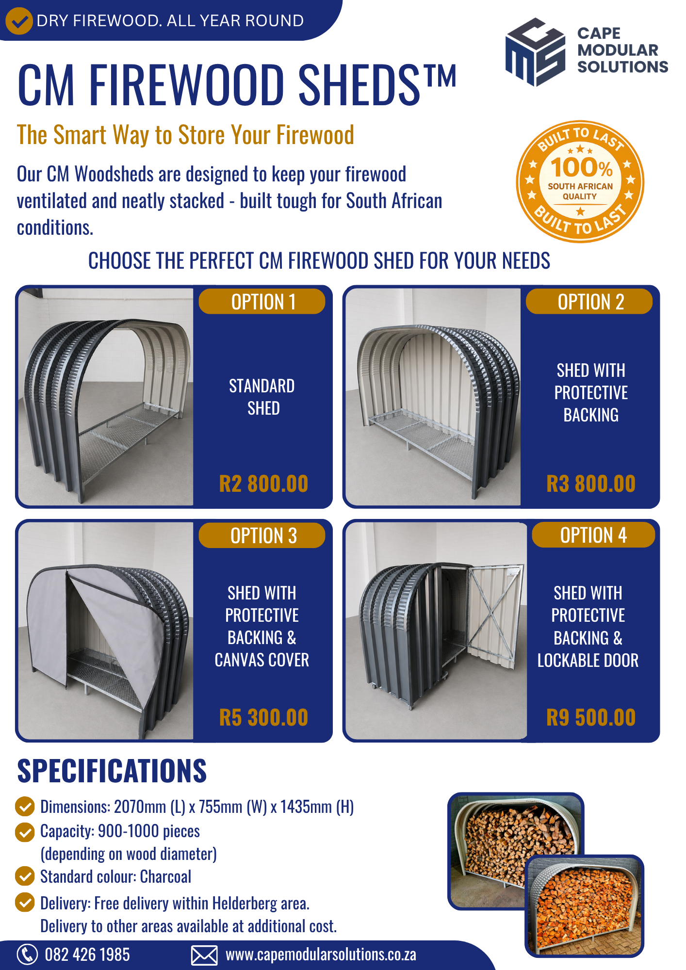 Outdoor modern woodfire storage shed. The perfect wood storage shed. The smart way to store your wood